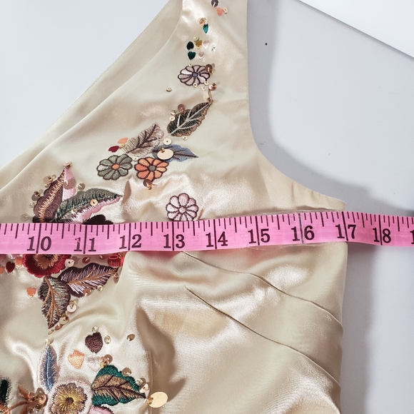 Vtg Y2K Retro Hollywood Glam Satin Sheath Dress Embroidered Bead Sequin Floral 4 - Picture 13 of 17